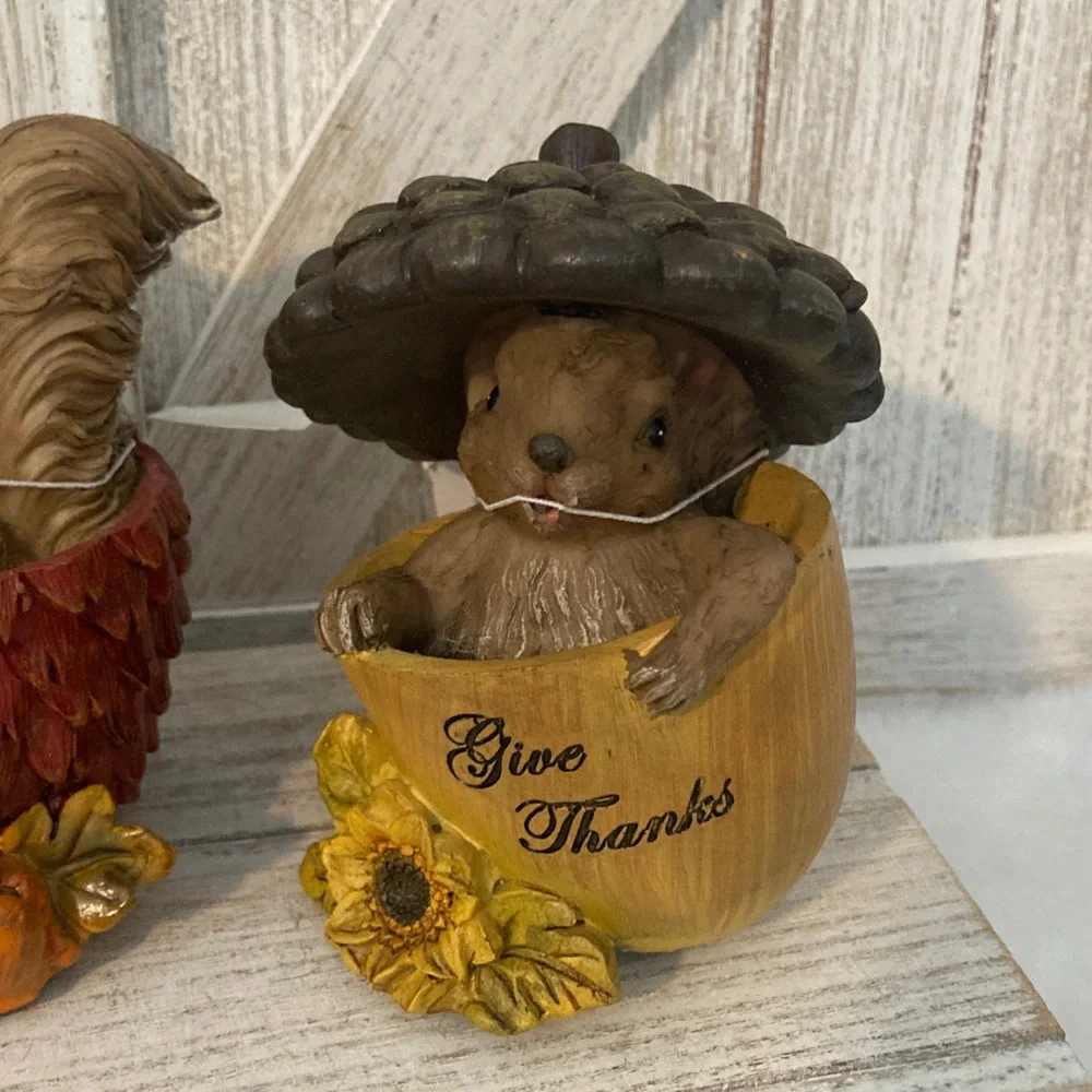 Hobby Lobby 2021 Fall Thanksgiving Squirrel Figurines Set